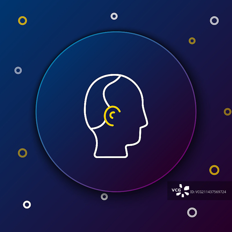 蓝色背景上的线条秃顶图标图片素材