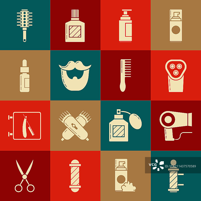 经典理发店旋转灯柱吹风机套装图片素材