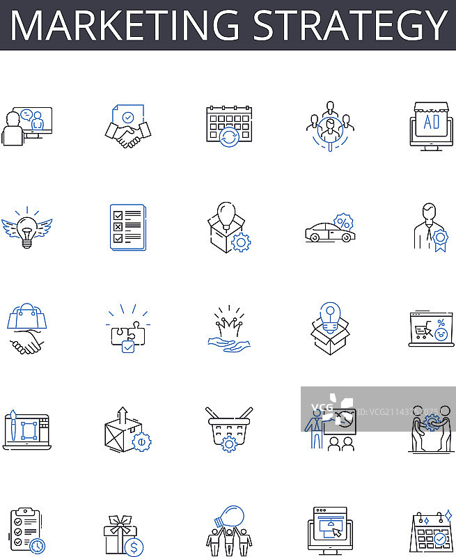 营销策略线性图标合集品牌图片素材