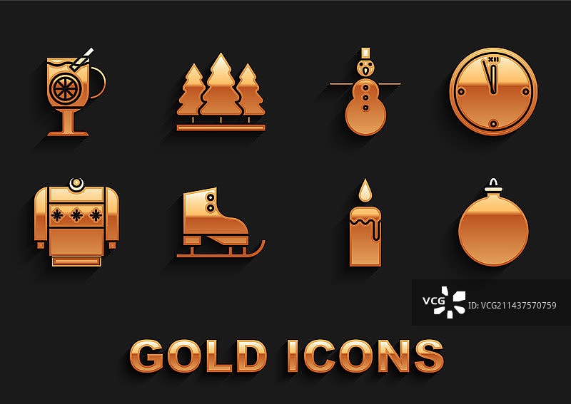 花样滑冰鞋圣诞球燃烧时钟套装图片素材