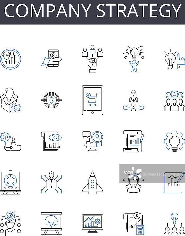 公司战略线性图标营销合集图片素材