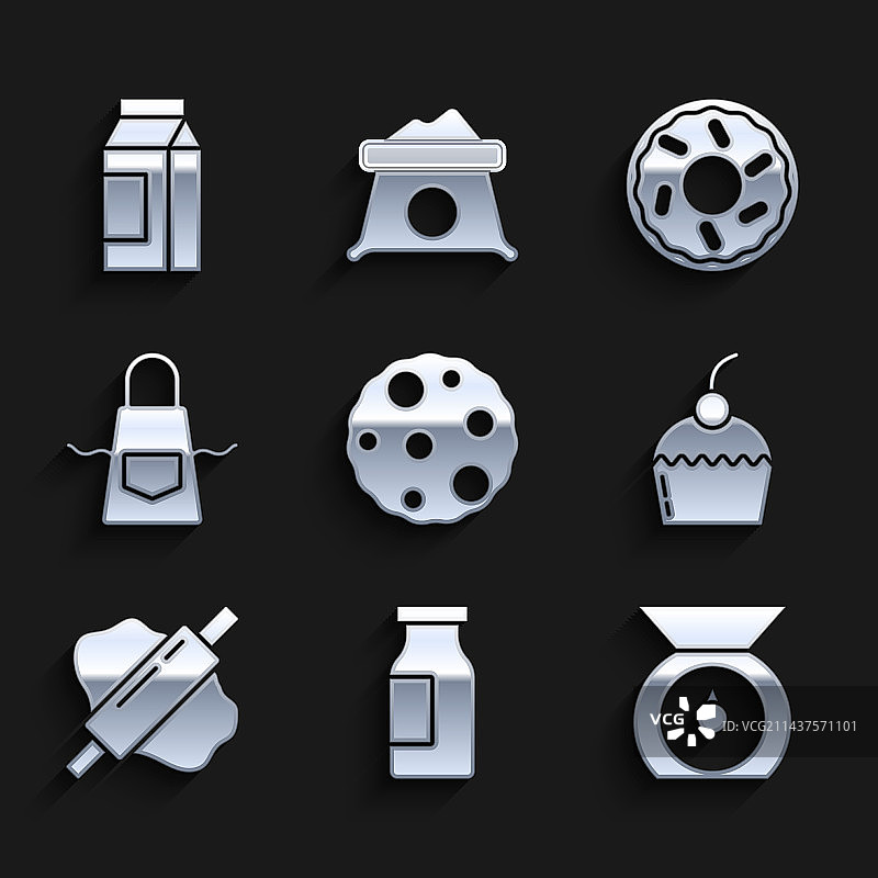 饼干牛奶瓶电子秤图标合集图片素材