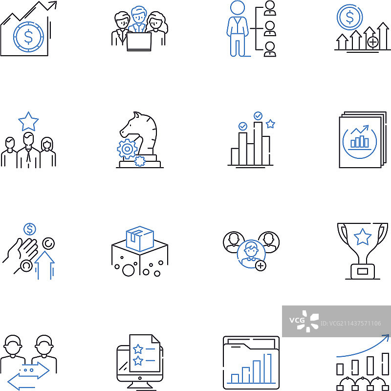 任务完成线性图标合集图片素材