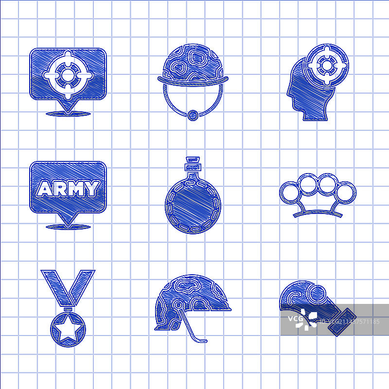 水壶水瓶军用头盔防毒面具组合图片素材