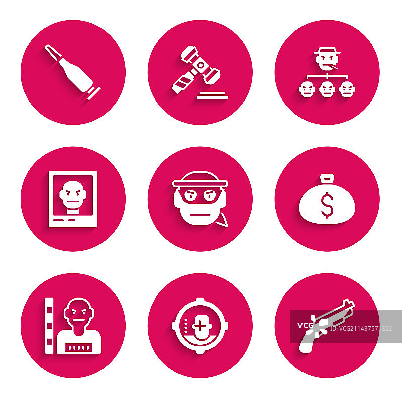 土匪头像警察霰弹枪钱袋套装图片素材