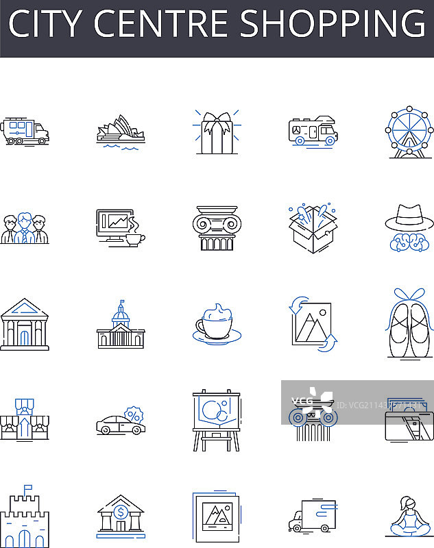 市中心购物线性图标合集图片素材