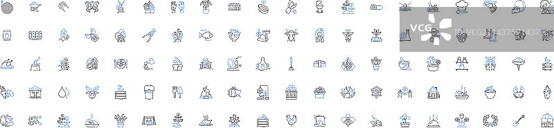 农业部门线性图标合集图片素材