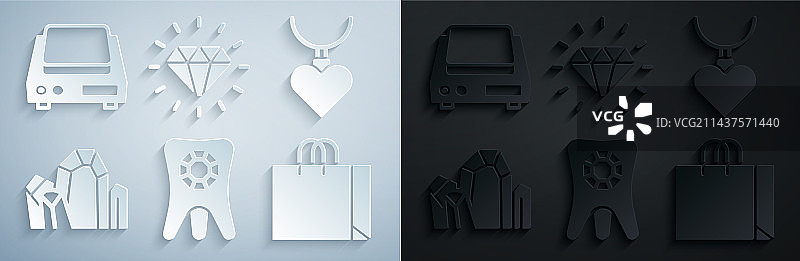 钻石项链心形牙齿图片素材