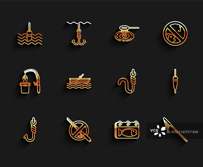 鱼钩渔线水面漂浮图片素材