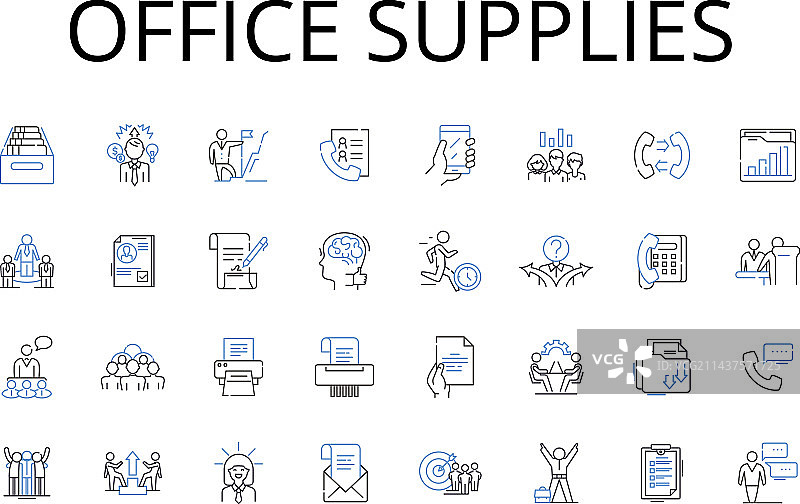 文具系列办公用品线性图标图片素材