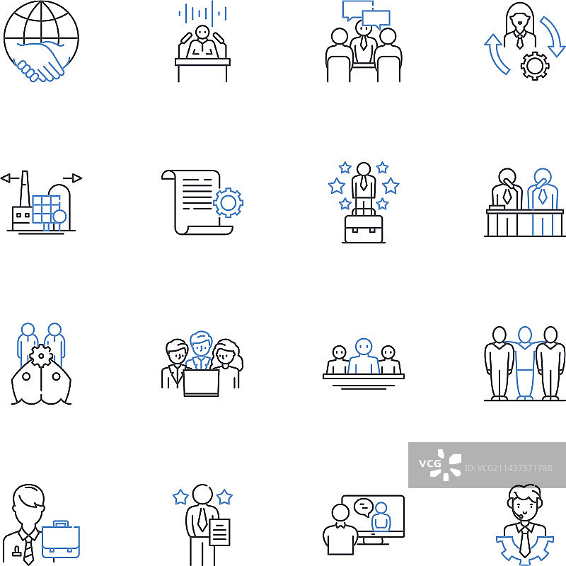 选举过程线性图标合集：投票图片素材