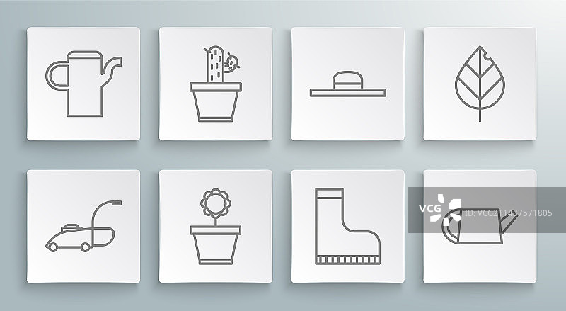 割草机、仙人掌和盆栽多肉植物图片素材