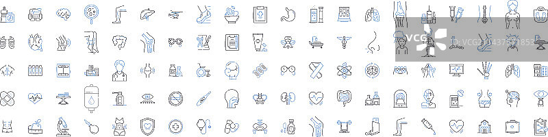 医院线性图标集：治疗患者图片素材