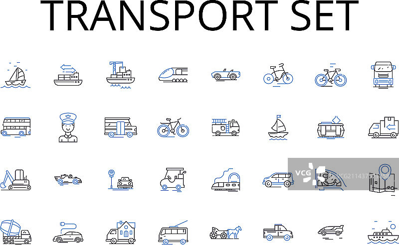 包含急救箱的交通线性图标集合图片素材