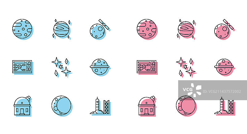 线条天文观测台月亮卫星图片素材