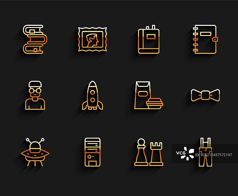 不明飞行物、宇宙飞船、电脑书线条图片素材