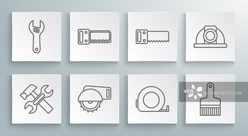 锤子、扳手、手锯和电锯图片素材