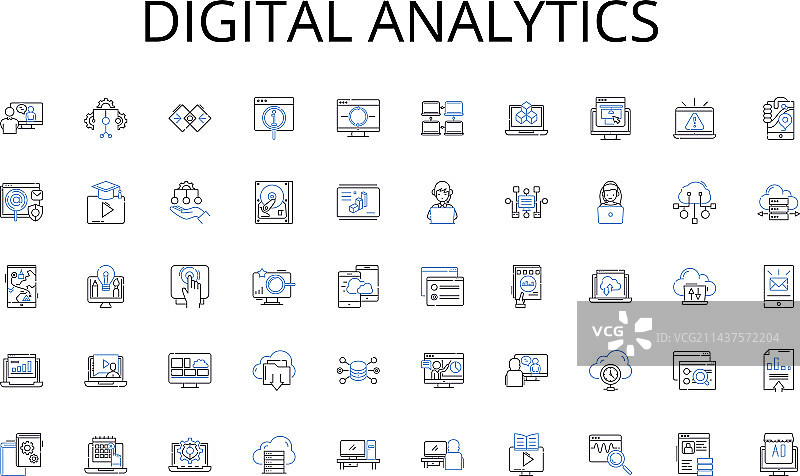 数字分析线条图标策略集合图片素材