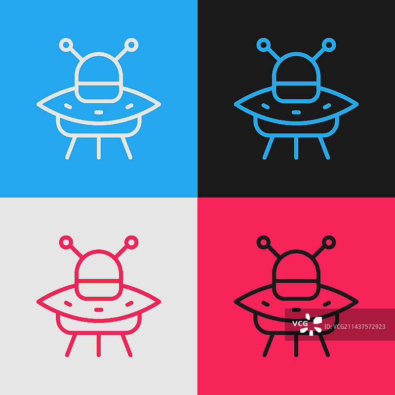 波普艺术线条不明飞行物飞船图标图片素材