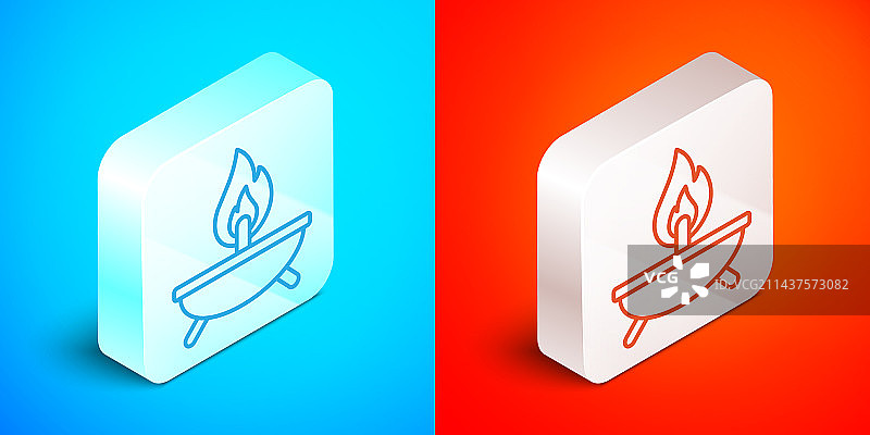 2.5D线条香薰蜡烛图标（蓝色背景）图片素材