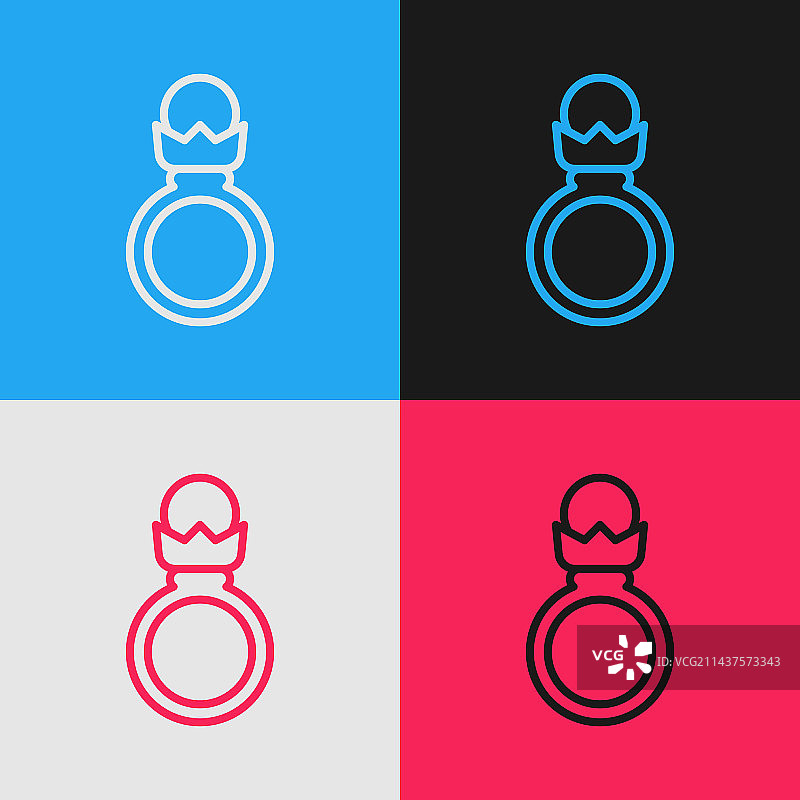 波普艺术线条钻石订婚戒指图标图片素材