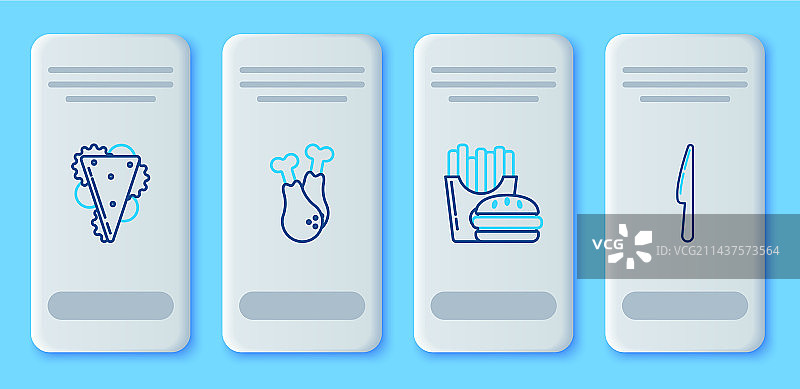 线条图案：鸡腿、汉堡和炸薯条图片素材