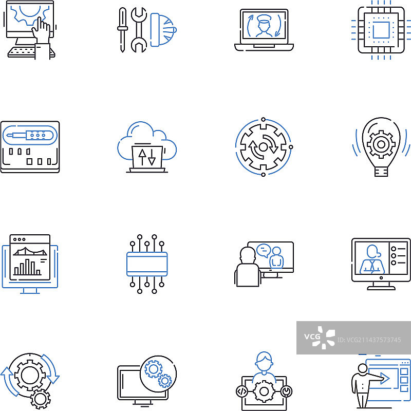 网络状态线性图标集合可见性图片素材
