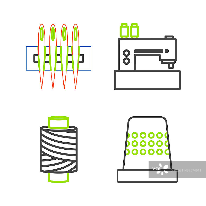 线条集合：缝纫顶针、缝纫线图片素材