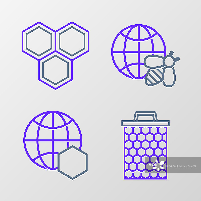 蜂窝世界地图、蜜蜂图片素材