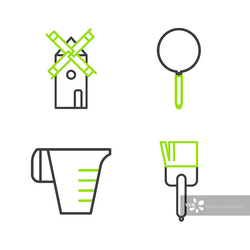 厨房刷子量杯煎锅线条素材图片素材