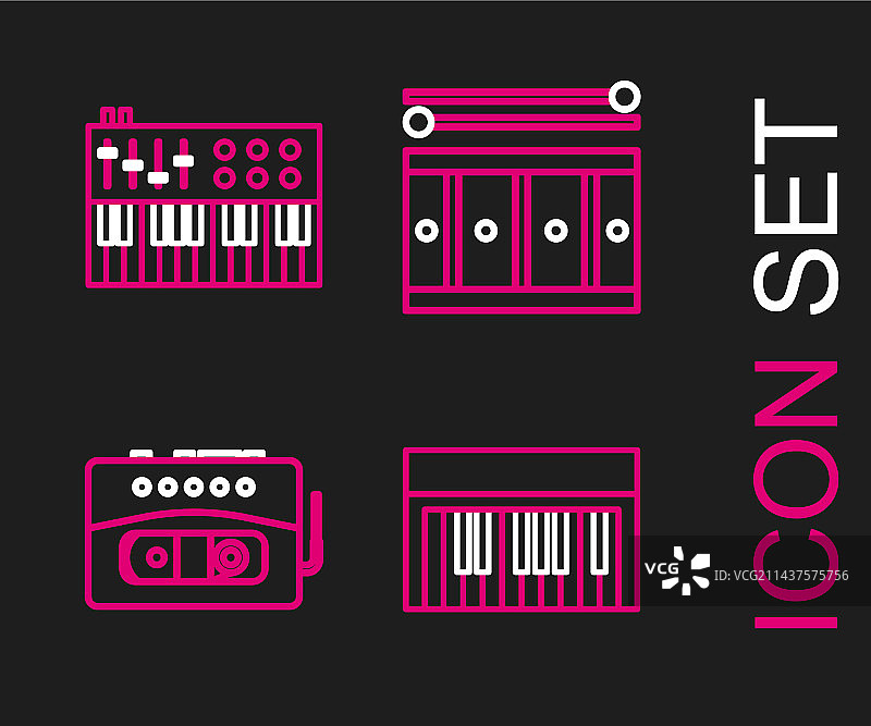 线性音乐合成器、磁带播放器、鼓图片素材