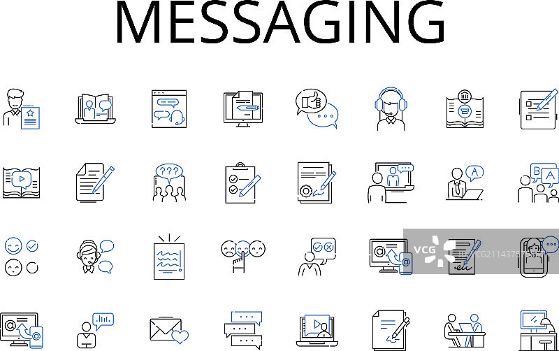 消息传递线性图标集合聊天图片素材