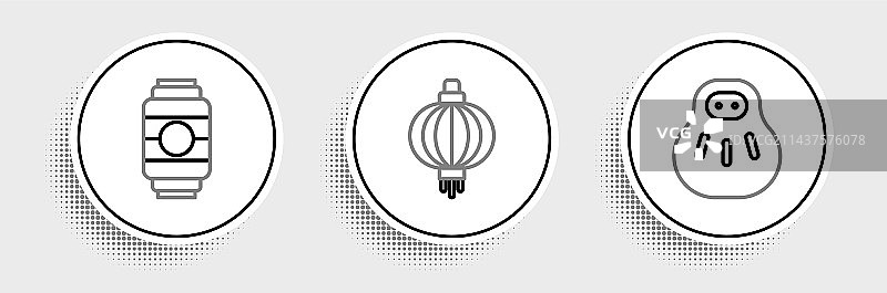 线条招财猫日式纸灯笼图片素材