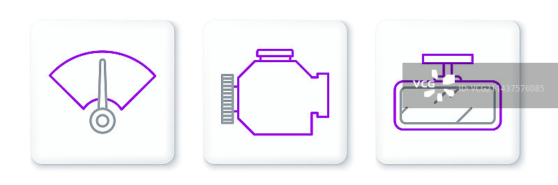 汽车后视镜速度计发动机检测线性组合图片素材
