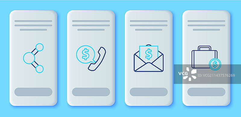 电话听筒和语音气泡聊天线条组合图片素材