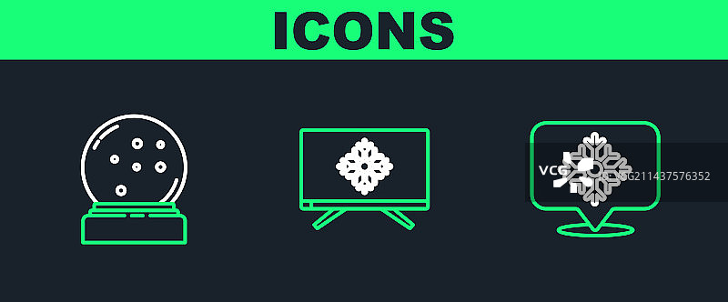 雪花带语音气泡圣诞节线条图案图片素材