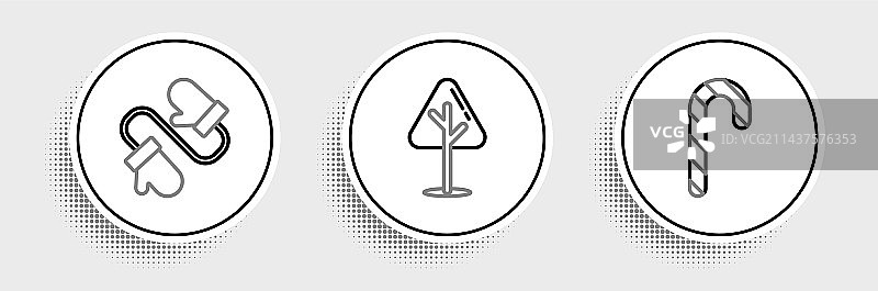 圣诞节条纹拐杖糖线条组合图片素材