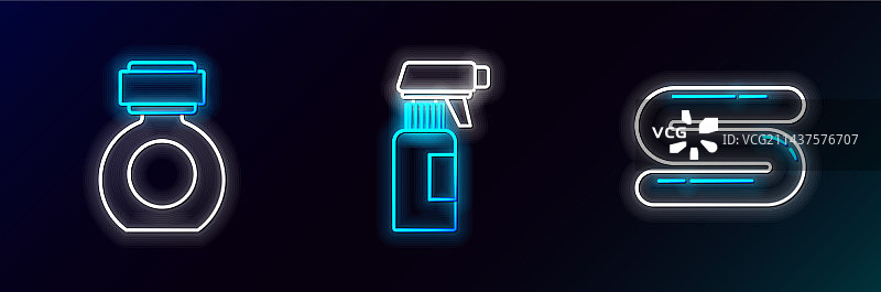 毛巾须后水和理发师手枪线条组合图片素材