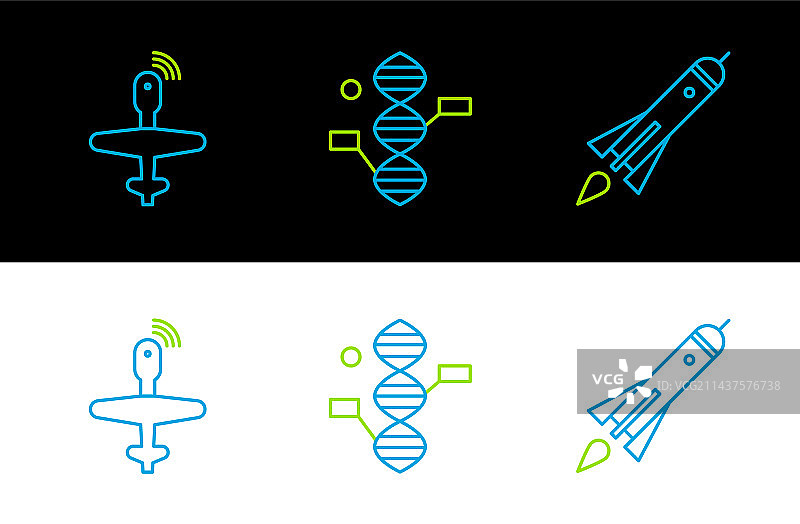 火箭发射火焰无人机与DNA图片素材