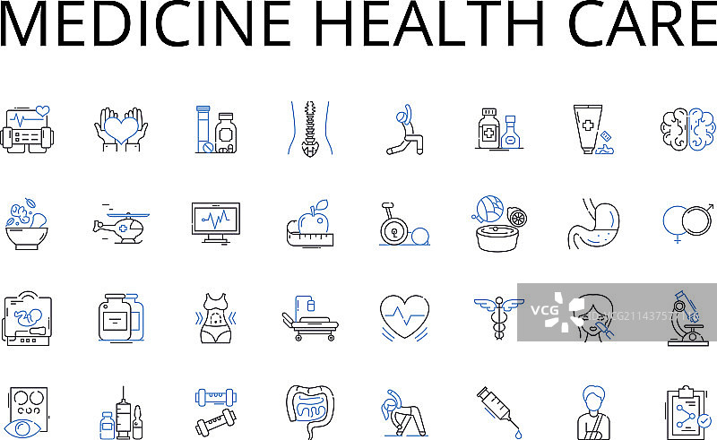医疗保健线性图标合集图片素材