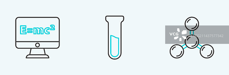 带方程式解和试管的分子线条图片素材