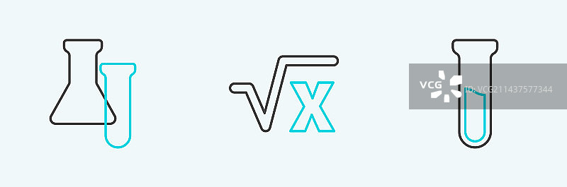 试管、烧瓶和x的平方根图片素材