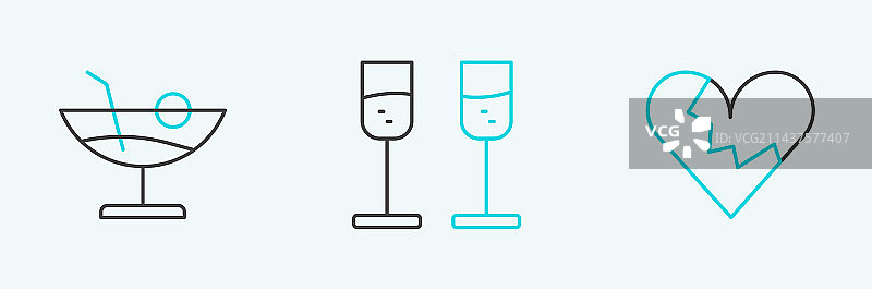 心碎或离婚鸡尾酒组合图片素材