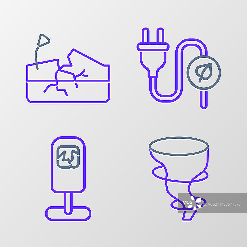 龙卷风垃圾桶节能插头线条icon图片素材