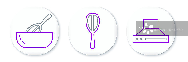 厨房用品：抽油烟机、搅拌器、碗等图片素材