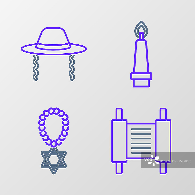 线条妥拉卷轴大卫星项链图片素材