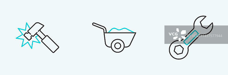 扳手、锤子和手推车图片素材