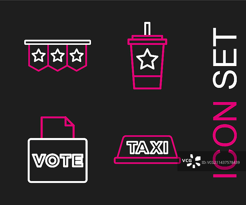 出租车车顶投票箱纸质玻璃线路图标图片素材