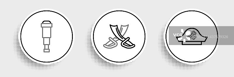 海盗帽、单筒望远镜和镜头图片素材