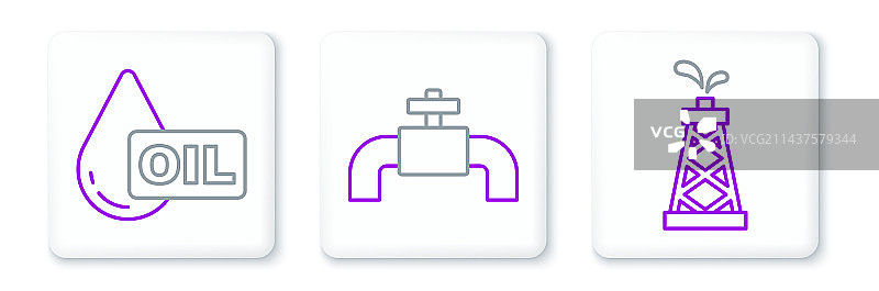 钻井平台油滴和金属管道图标图片素材